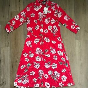 Joules Light Red Classic Floral Cottagecore Tent Maxi Women’s Dress